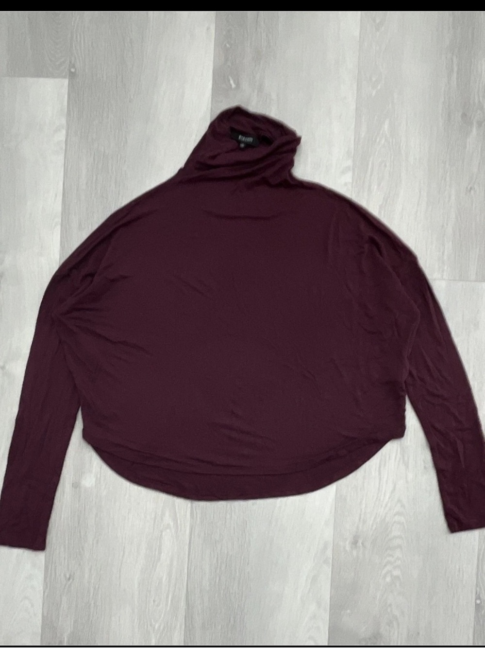 BABATON BURGUNDY FUNNEL NECK TEE CROPPED SLOUCH WOMENS XS